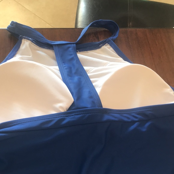 Two piece bathing suit navy blue with stripes - Picture 3 of 3